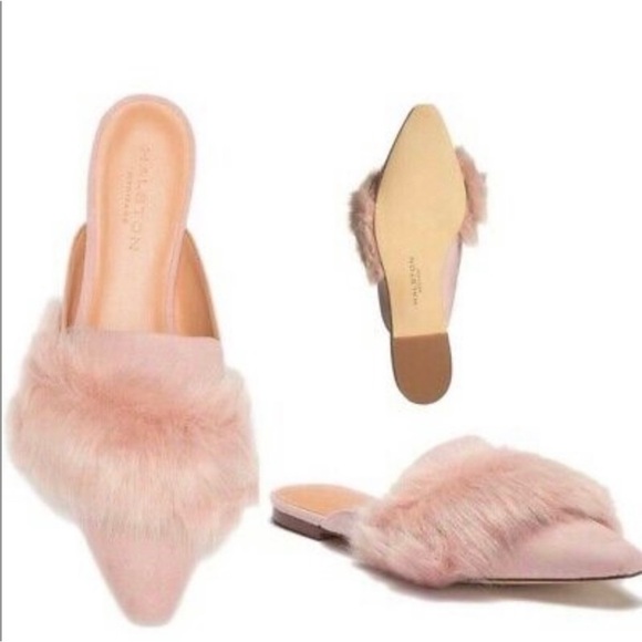 Halston Heritage Blush Faux Fur Mule - Picture 3 of 3